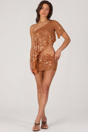Oh Polly Embellished 16074 jupe micro mini bronze sequins