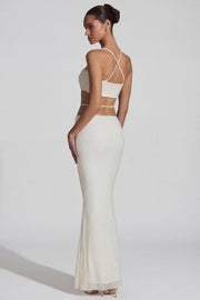 Oh Polly Embellished Pisa haut crop blanc perles strass