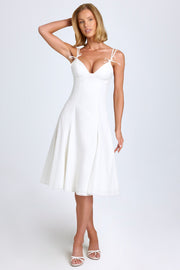 Oh Polly Mallory robe midi blanche à nœuds coton