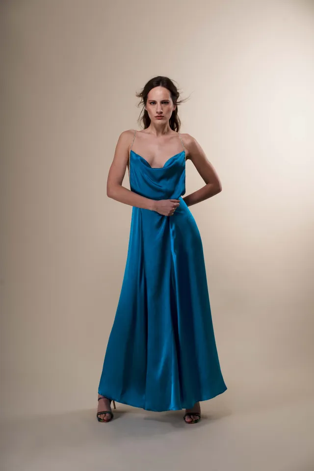 The Ethiquette Jenna Pacifique robe longue satin XS