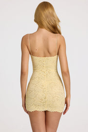 Oh Polly Vaeda robe dentelle jaune beurre mini bodycon