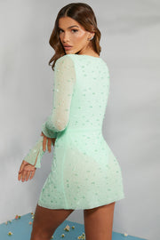 Oh Polly Embellished Chelsea 6127 robe mini menthe perles