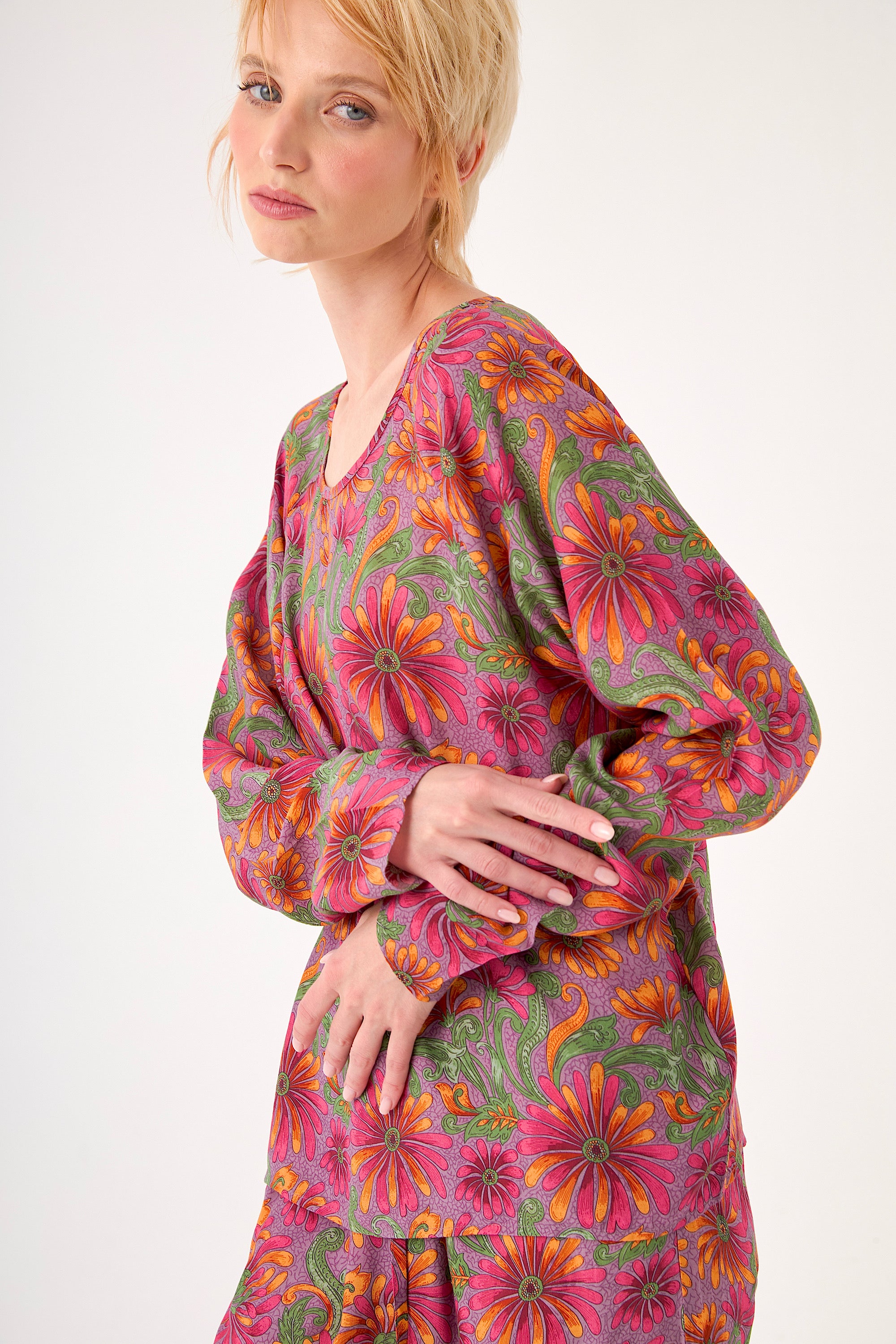 Chicosoleil Louizon top fleur de satin viscose