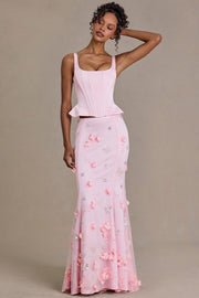Oh Polly Embellished Tulle Skirt Jupe Rose Clair Brodée