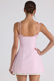 Oh Polly Cressida robe mini plissée rose clair noeud