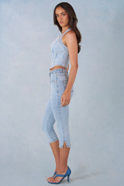 Oh Polly jean capri taille mi-haute denim clair stretch