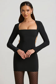 Oh Polly Akari Mini Robe Noire Perles Dos Ouvert