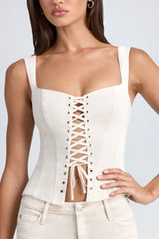 Oh Polly Danna 8447 top corset écru denim laçage