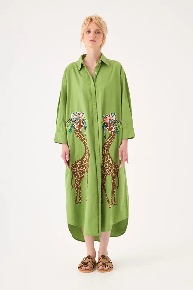 Chicosoleil Savanah robe longue vert péridot coton