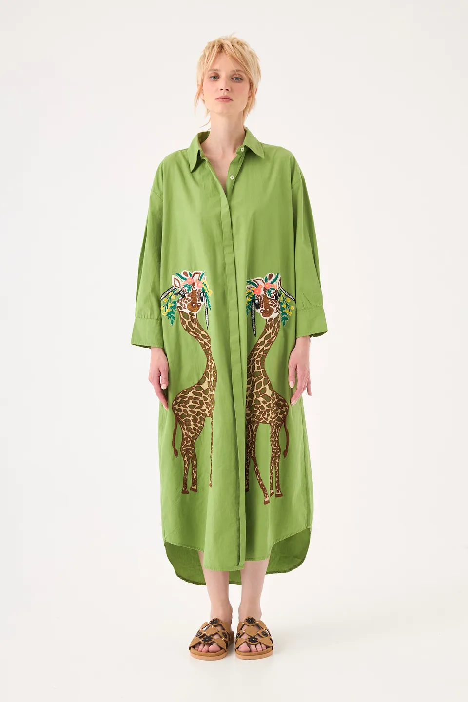 Chicosoleil Savanah robe longue vert péridot coton