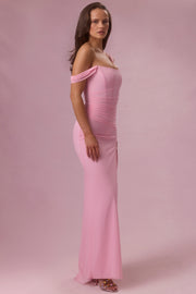 Oh Polly Naelle robe corset longue rose mesh fendue