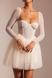 Oh Polly Calliope 6980 Mini Robe Tulle Ivoire Perlée