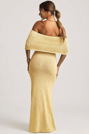 Oh Polly Dresses Naia maxi robe jaune épaules dénudées