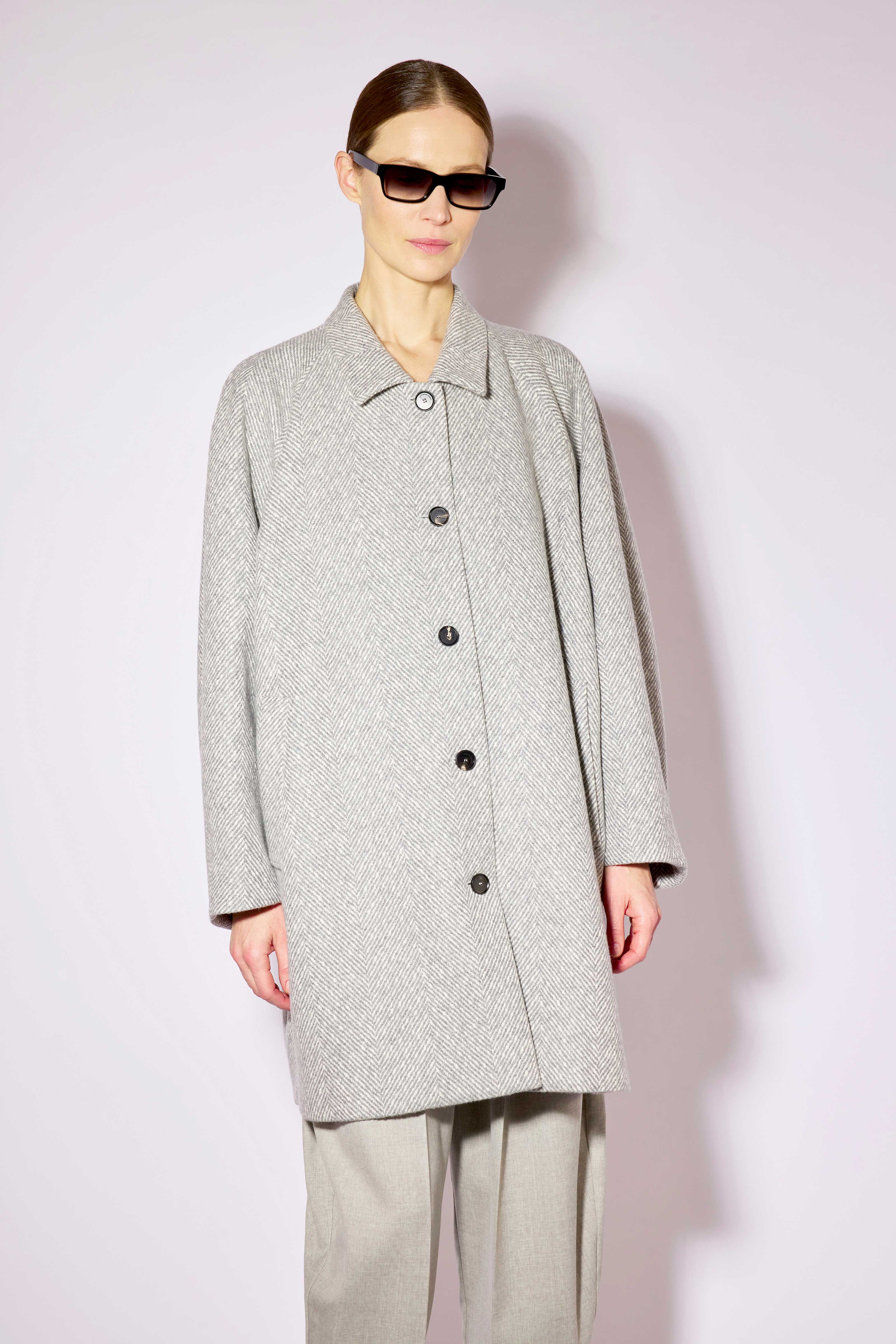 Liviana Conti Jacob Manteau Cachemire Gris Herringbone