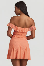 Oh Polly Nahida Lace A-Line Mini Robe Pêche
