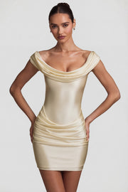 Oh Polly Maeve robe mini satin perle épaules dénudées