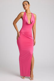 Oh Polly Ravenna robe longue magenta col bénitier