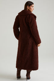 Oh Polly 7758 Manteau Femme Marron Long Fausse Fourrure