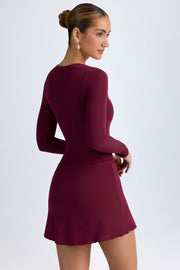 Oh Polly Dona Robe Mini Asymétrique Bordeaux en Modal