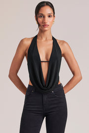 Oh Polly Tops Draped Cowl Top noir dos nu