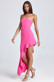 Oh Polly Acelynn robe maxi bandeau rose découpe volants
