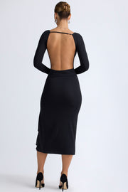 Oh Polly Tarai 12893 robe midaxi noire modal volants