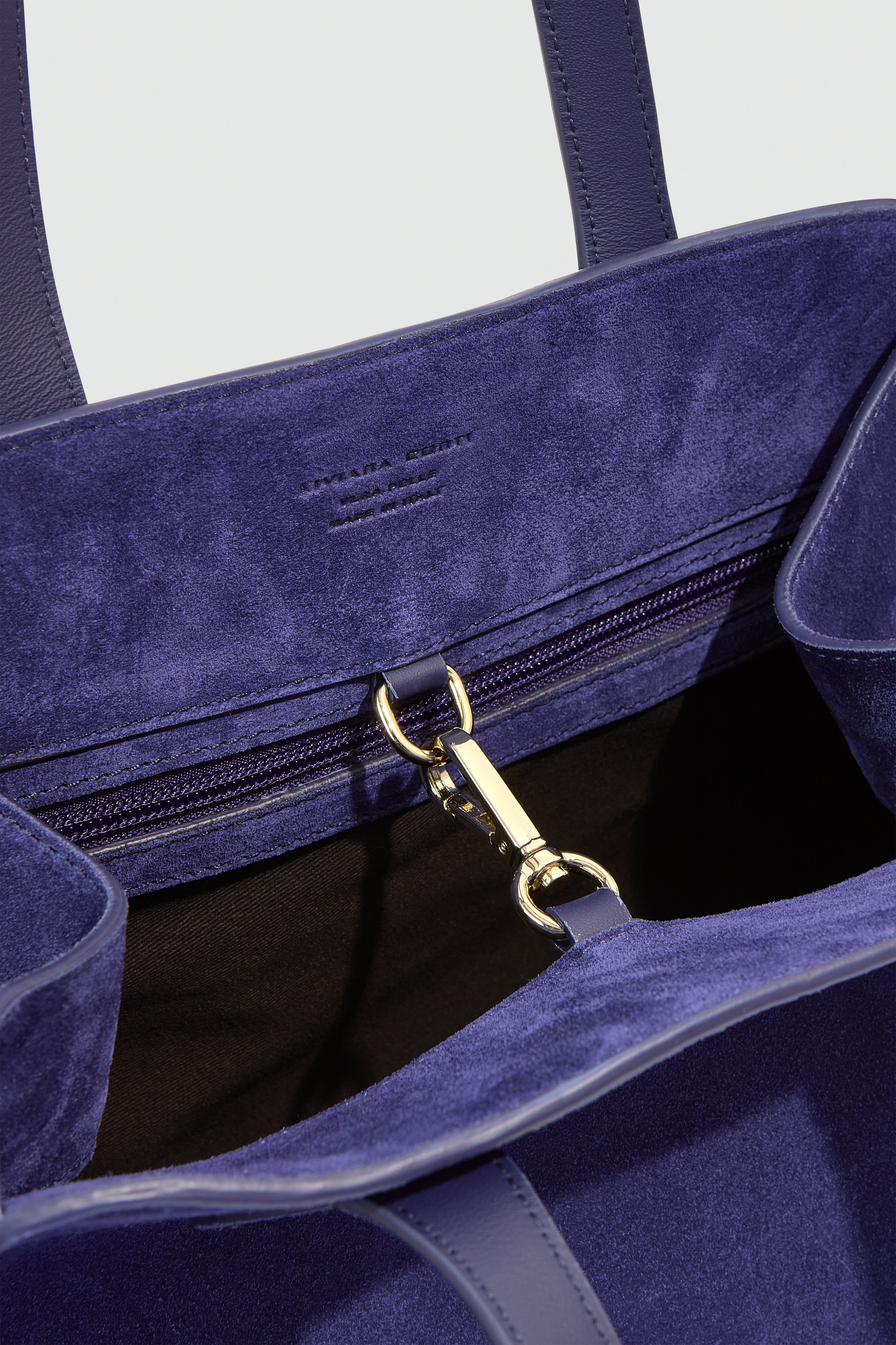 Liviana Conti Madison sac main veau suédé bleuette-marron