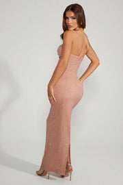 Oh Polly Embellished Palermo robe bandeau caramel perles