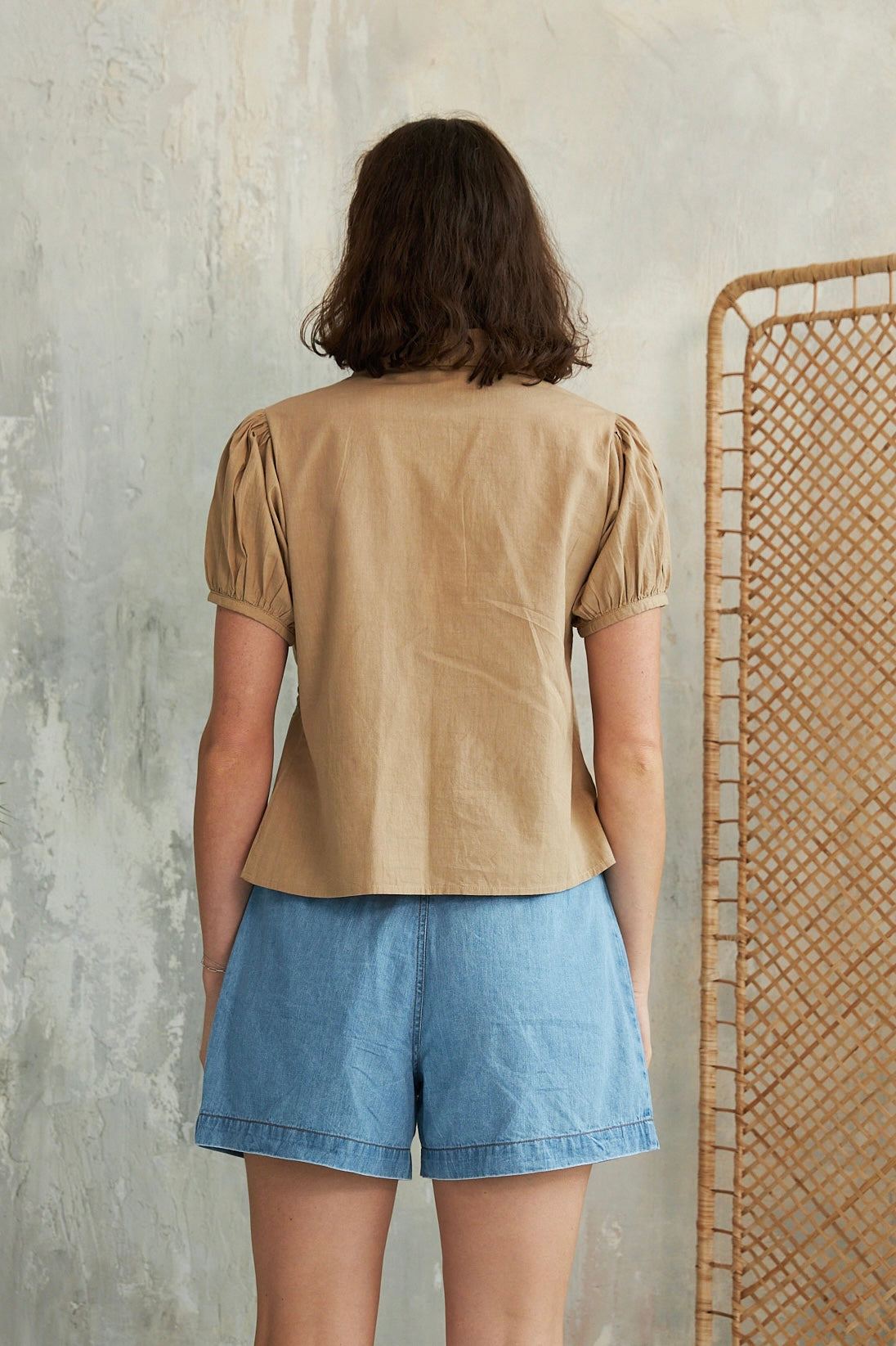 Chicosoleil Waban chemise beige broderie coton
