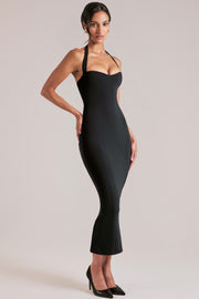 Oh Polly 15985 robe midaxi halter bustier noir Black