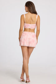 Oh Polly Naya mini jupe rose ombré fleurs perlées 30 cm