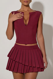 Oh Polly Nada mini jupe plissée rouge bordeaux taille basse