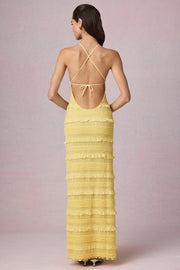 Oh Polly Tove Robe Maxi Jaune Citron Dos Nu 14224