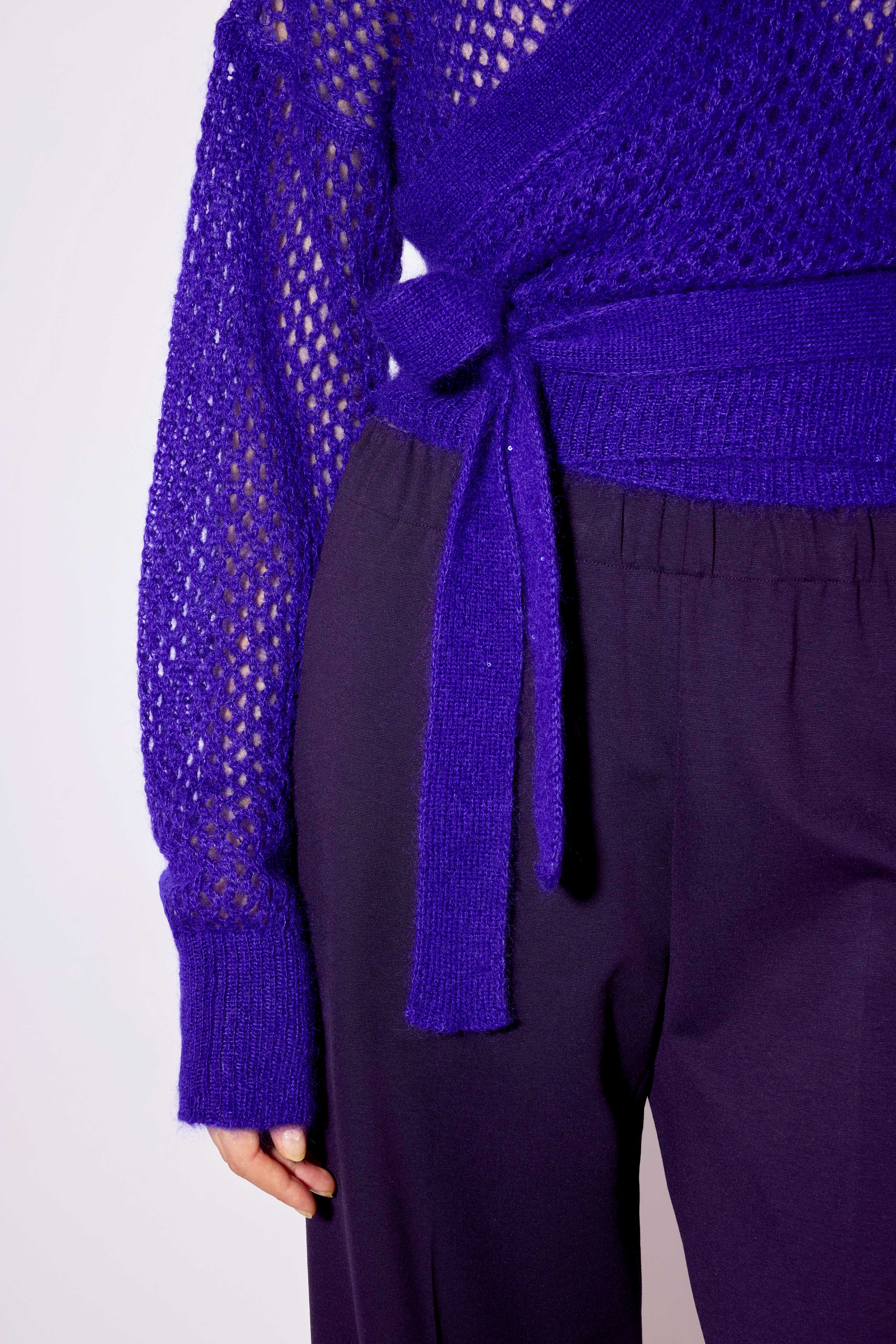 Liviana Conti Loelia cardigan mohair bleuet paillettes