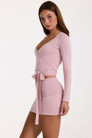 Oh Polly Soft Knit mini jupe blush maille douce