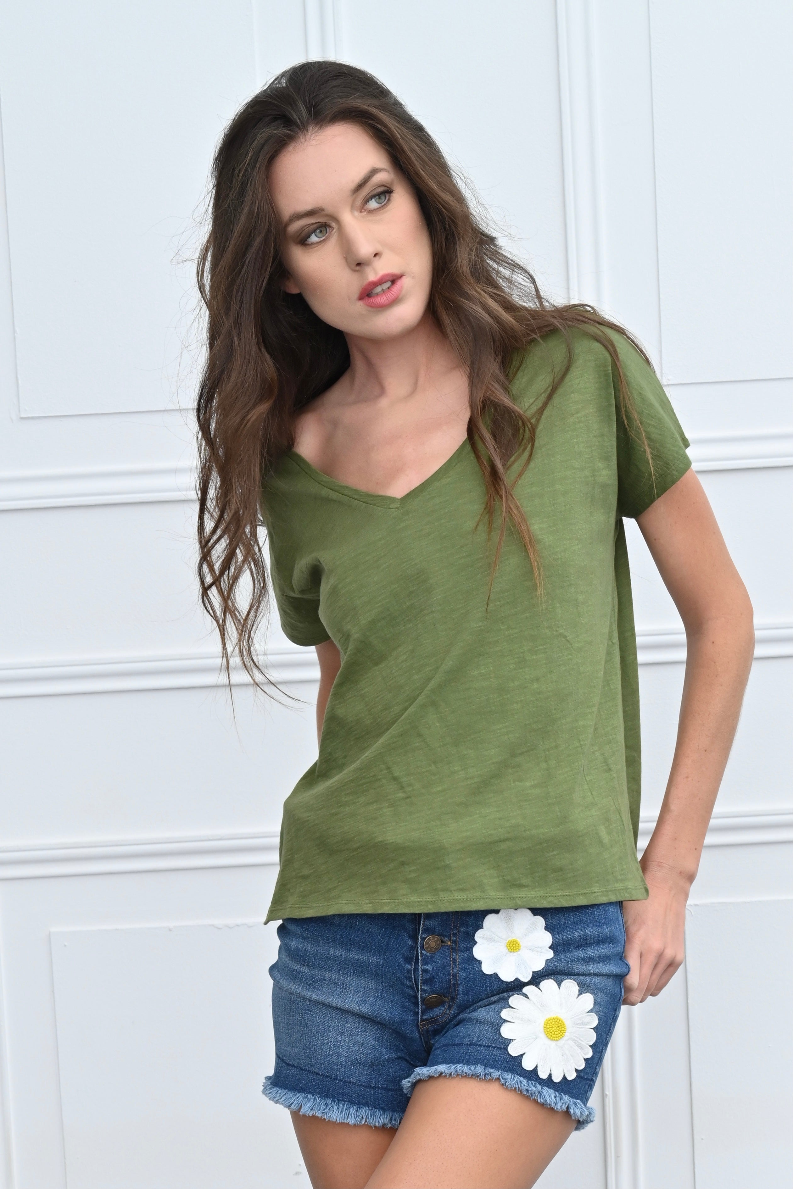 Chicosoleil Roxane tee-shirt kaki coton moulant