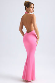 Oh Polly Desiree robe longue fuchsia satin sirène