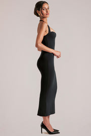 Oh Polly 15985 robe midaxi halter bustier noir Black