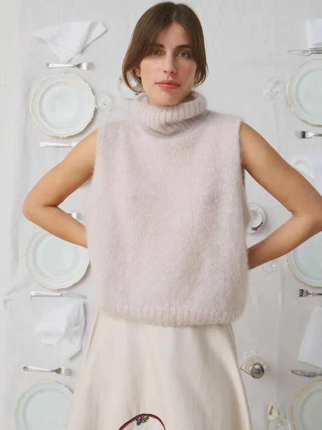 Mii à table Loise pull mohair soie sans manche