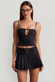 Oh Polly Velora mini jupe plissée taille basse noire ceinture