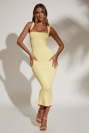 Oh Polly Ainslee 5617 robe midi jaune pastel moulante modal