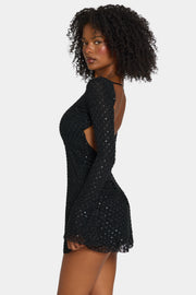 Oh Polly Embellished Grazina robe mini noire strass