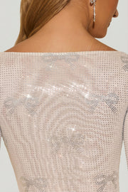 Oh Polly Natala top manches longues ivoire strass