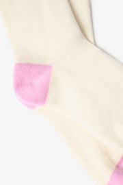 Bo+Tee Chaussettes Ski Hautes Coton Rose Pâle