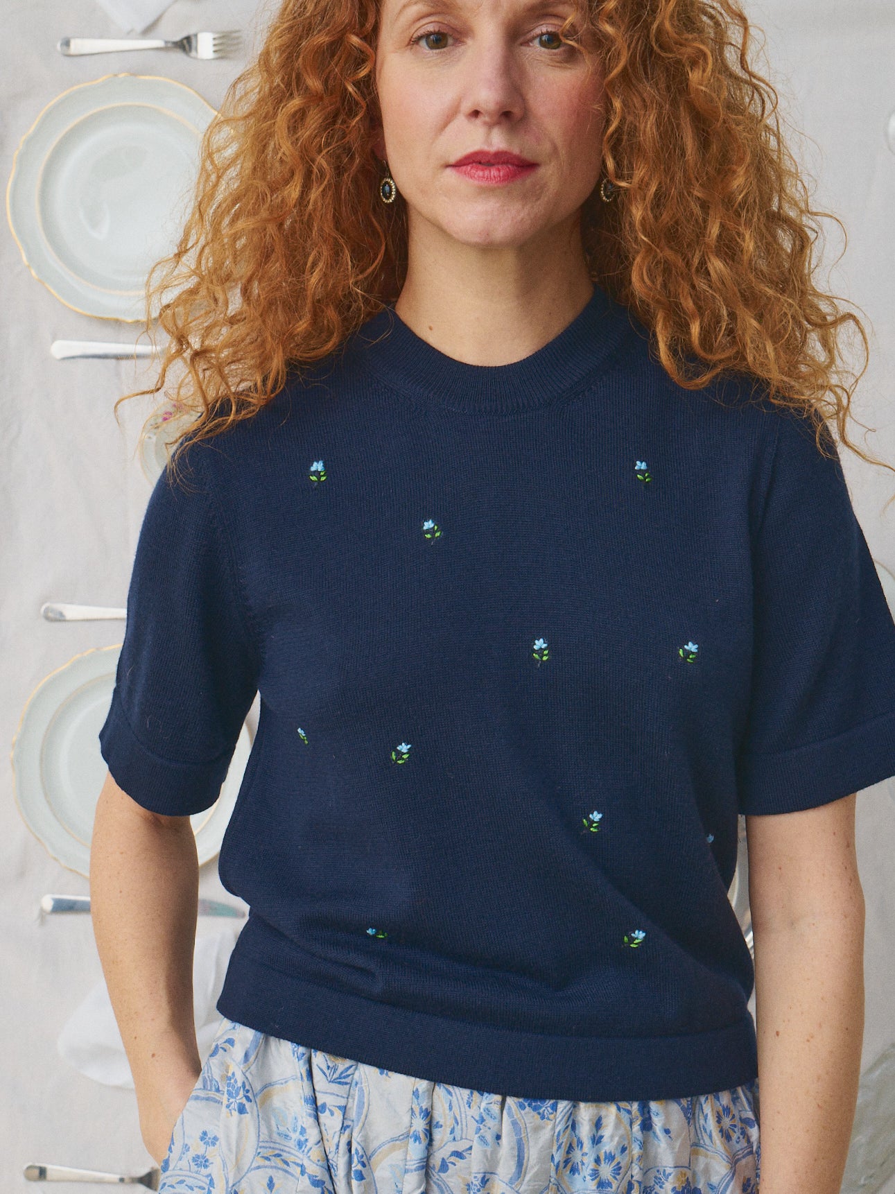 Pull Axelle Mii à table laine superfine et soie, manches courtes femme