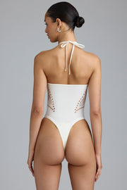 Oh Polly Bodysuits Body Ivoire Licou Laçage Dos Nu