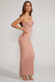 Oh Polly Embellished Palermo robe bandeau caramel perles