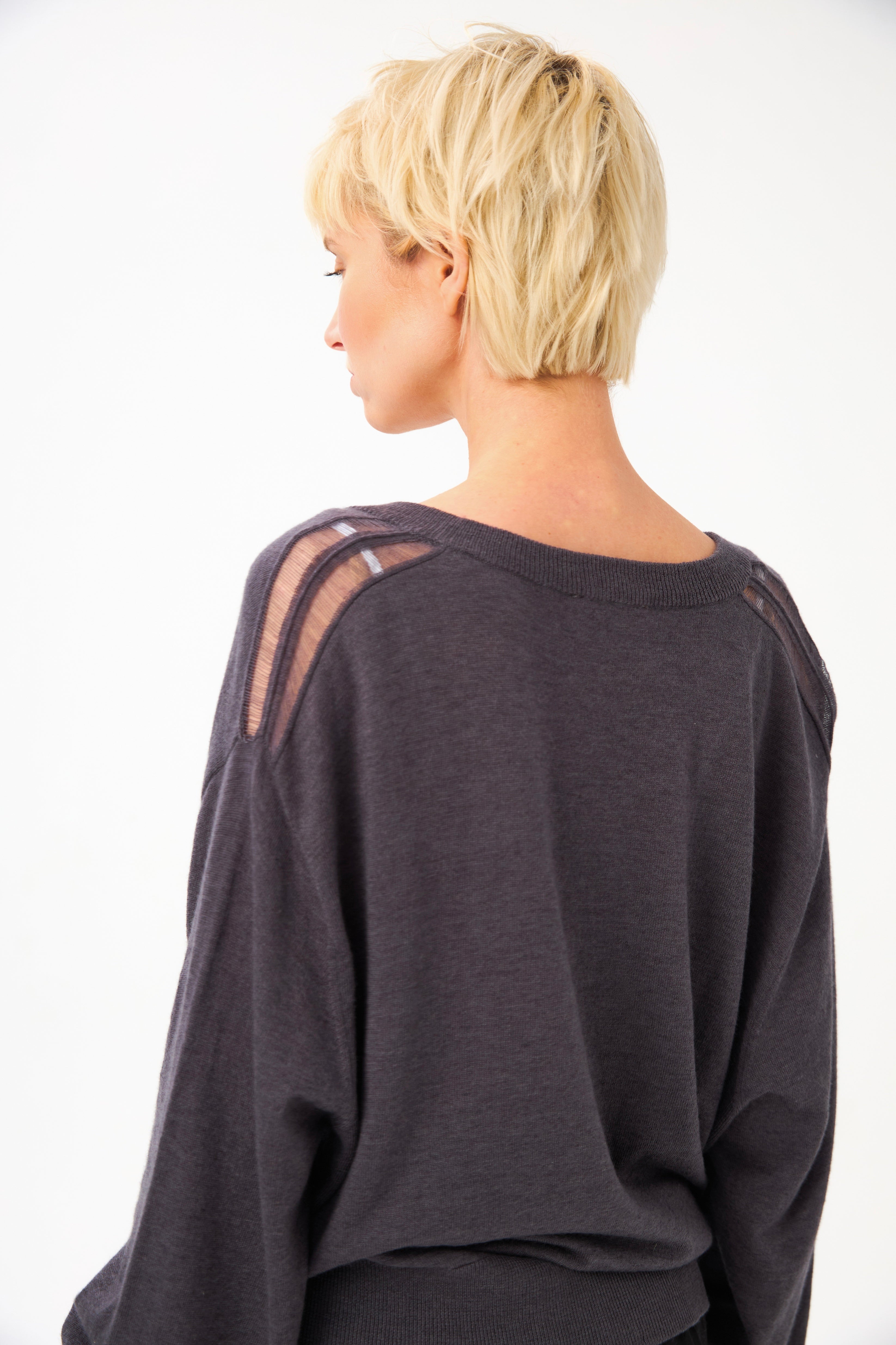 Chicosoleil Poupy pull col V gris XS