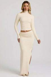 Oh Polly Nadina jupe maxi ivoire modal fendue