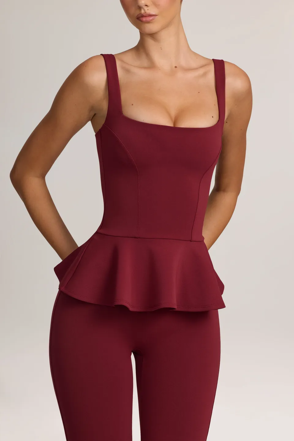 Oh Polly Gene top péplum bordeaux ponte